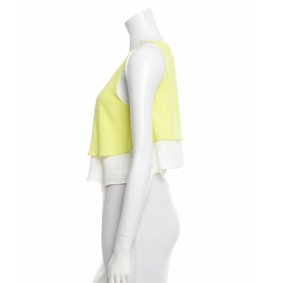 ELIZABETH AND JAMES Neon Yellow Overlay Crop Top - Picture 2 of 4